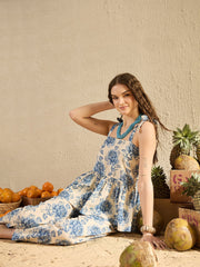 Blue Foral Printed Co Ord Set - SanskrutiHomes 