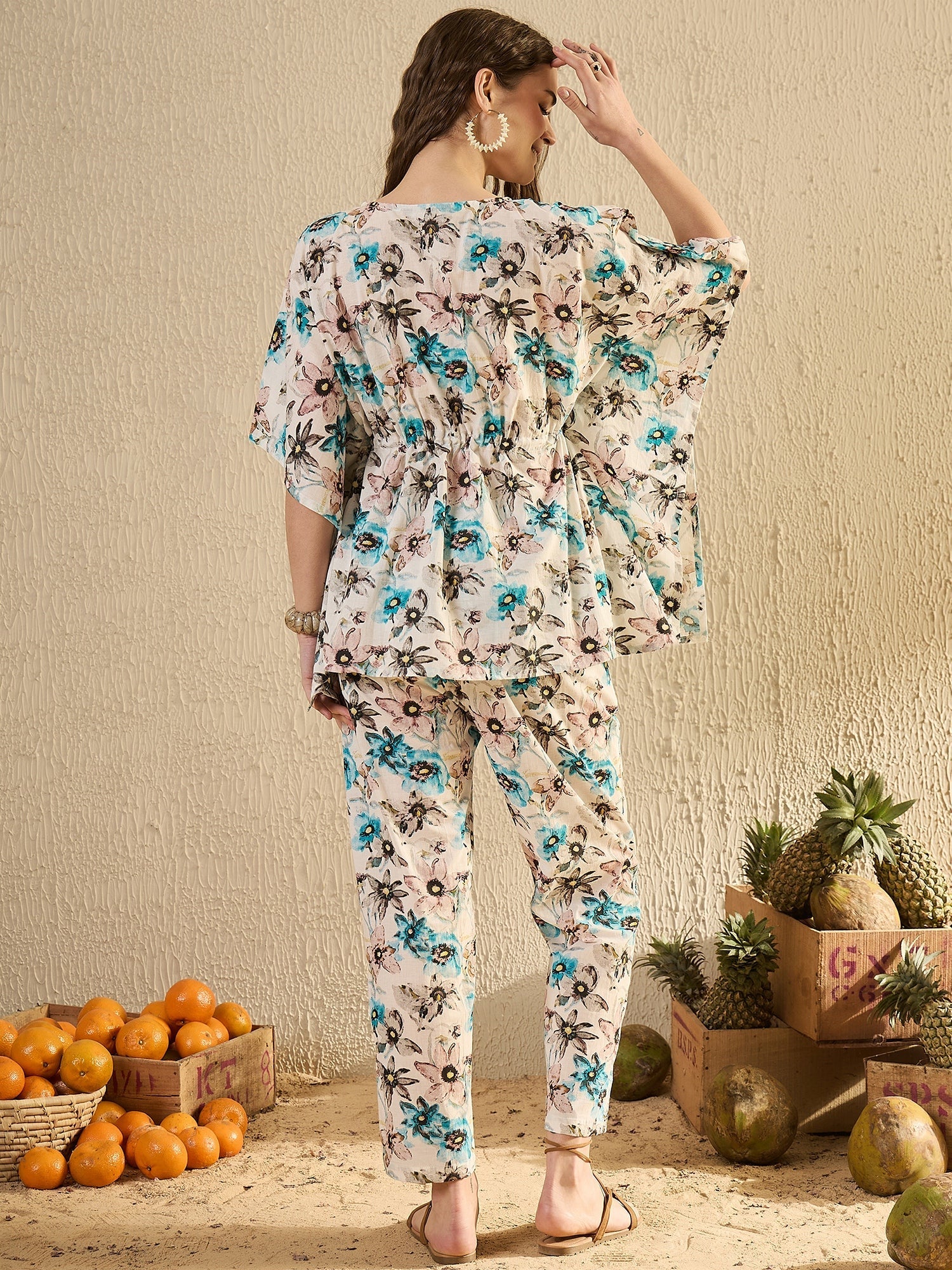 Women Floral Printed Multi Color Night Suit Set - SanskrutiHomes 