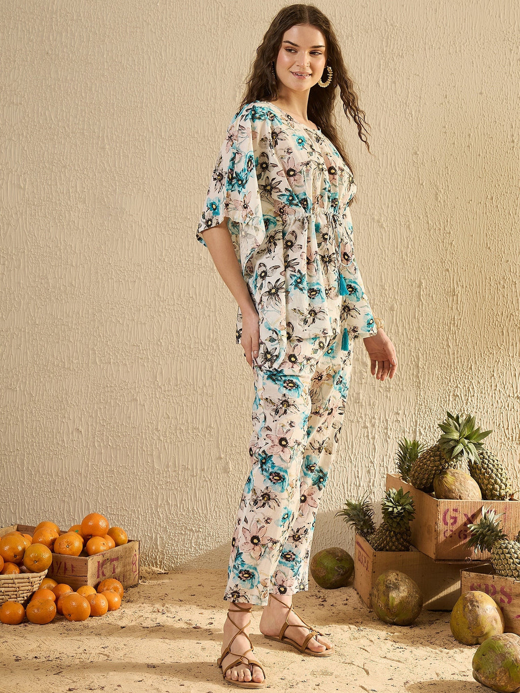 Women Floral Printed Multi Color Night Suit Set - SanskrutiHomes 