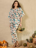 Women Floral Printed Multi Color Night Suit Set - SanskrutiHomes 