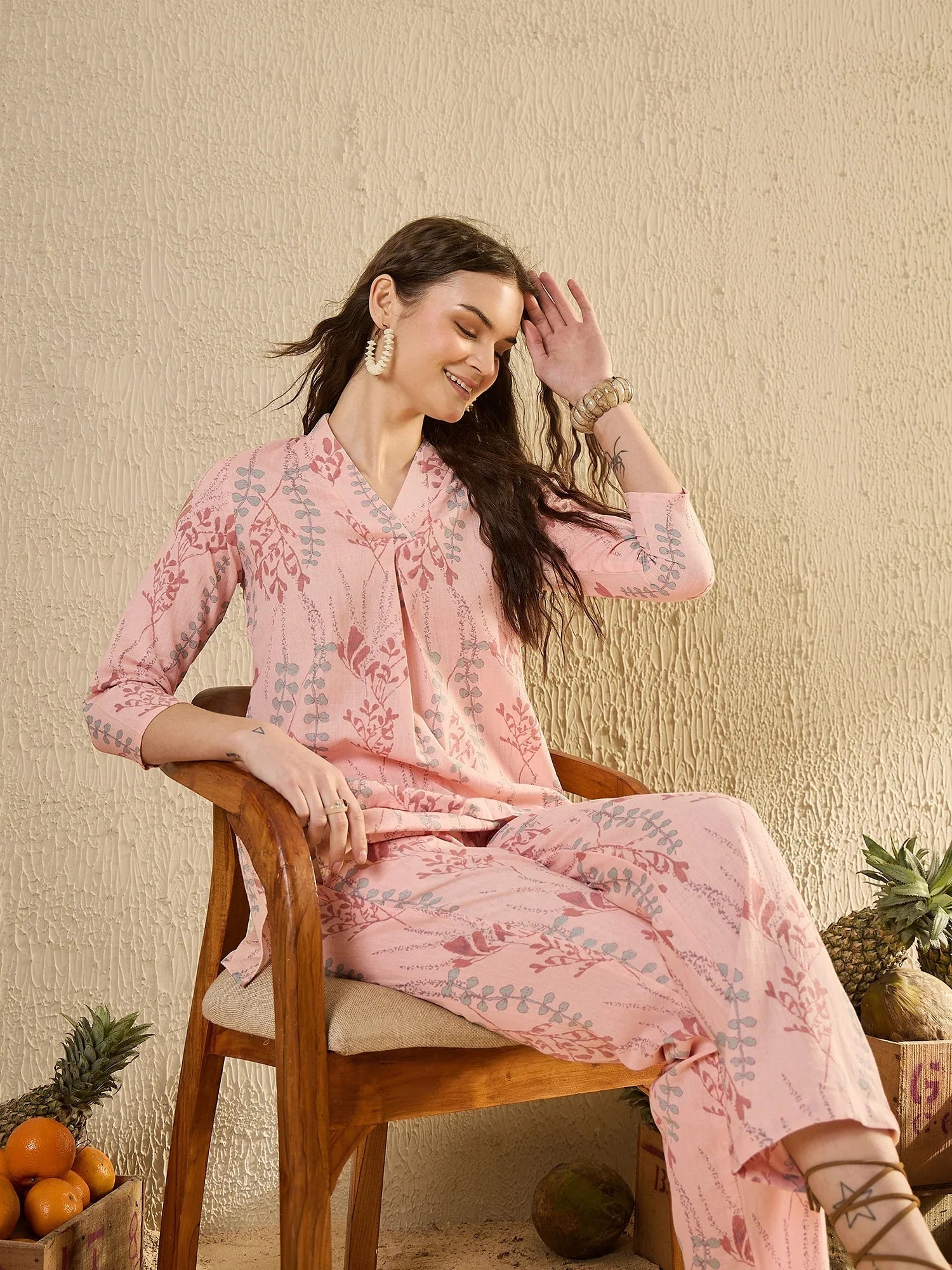 Pech Tropical Printed Co Ord Set - SanskrutiHomes 