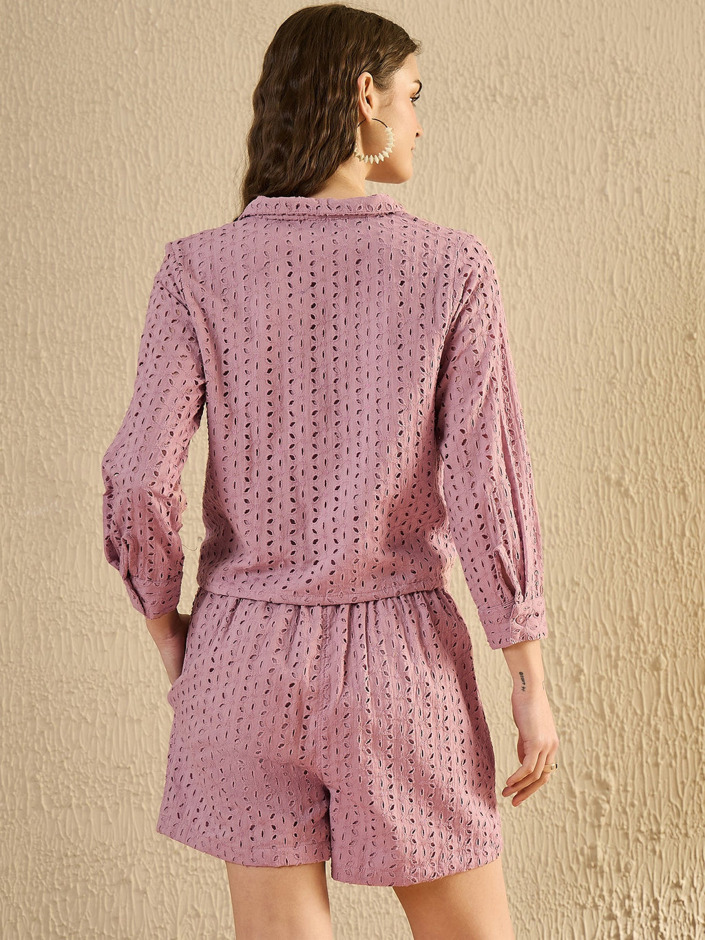 Mauve Printed Co Ord Set - SanskrutiHomes 