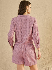 Mauve Printed Co Ord Set - SanskrutiHomes 