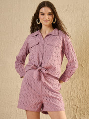 Mauve Printed Co Ord Set - SanskrutiHomes 