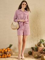 Mauve Printed Co Ord Set - SanskrutiHomes 