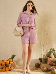 Mauve Printed Co Ord Set - SanskrutiHomes 