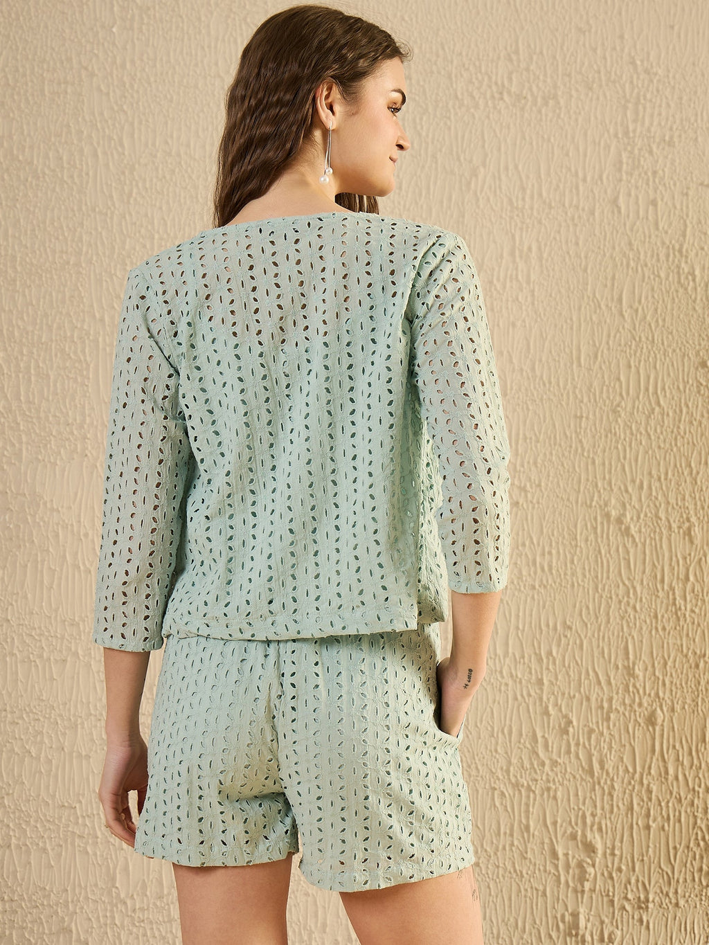 Green Printed Co Ord Set - SanskrutiHomes 