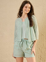 Green Printed Co Ord Set - SanskrutiHomes 