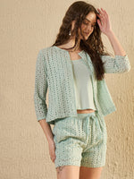 Green Printed Co Ord Set - SanskrutiHomes 