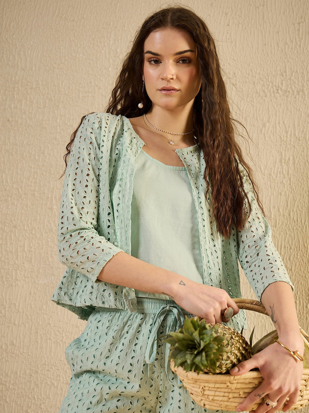 Green Printed Co Ord Set - SanskrutiHomes 