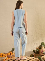 Blue Solid Co Ord Set - SanskrutiHomes 