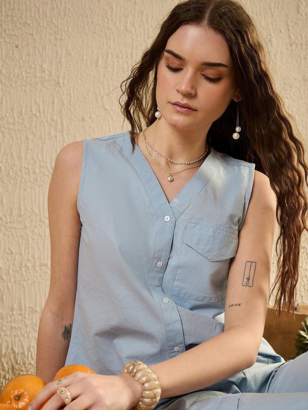 Blue Solid Co Ord Set - SanskrutiHomes 