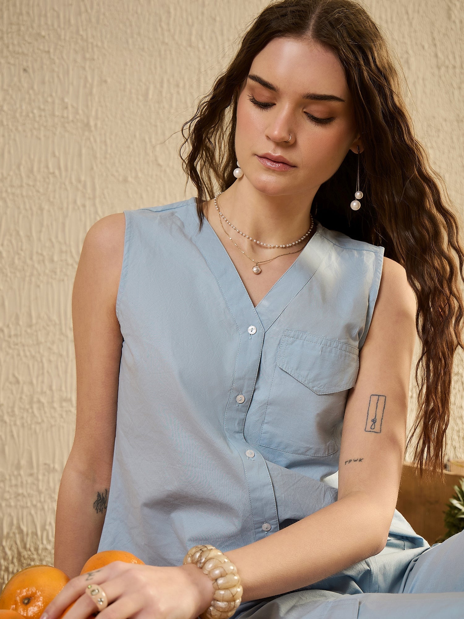 Blue Solid Co Ord Set - SanskrutiHomes 