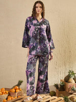 Purple Tropical Printed Co Ord Set - SanskrutiHomes 
