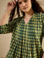 Women Abstract Printed Green Night Suit Set - SanskrutiHomes 