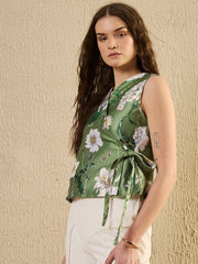 Green Foral Printed Top