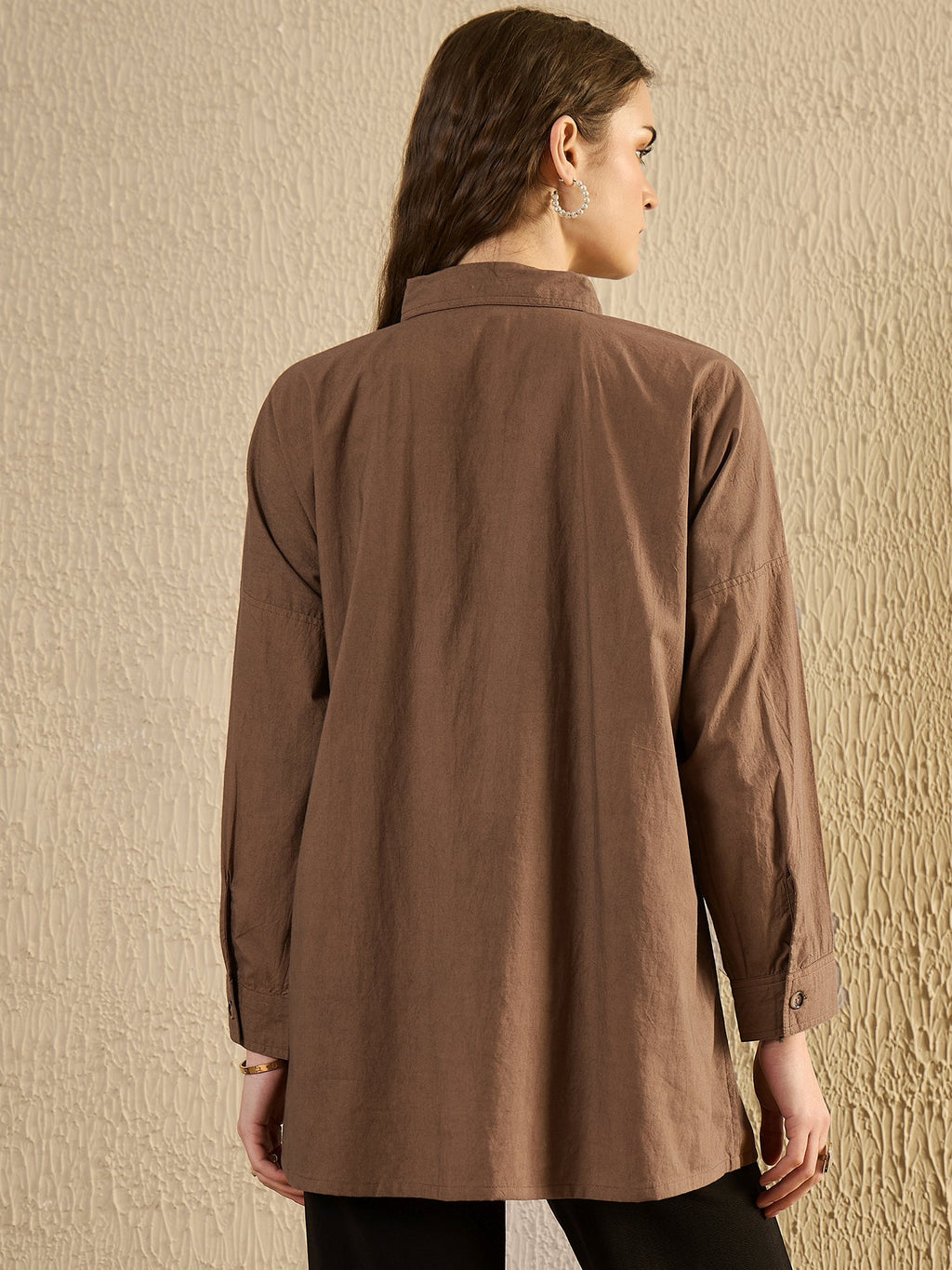 Brown Solid Top For Women
