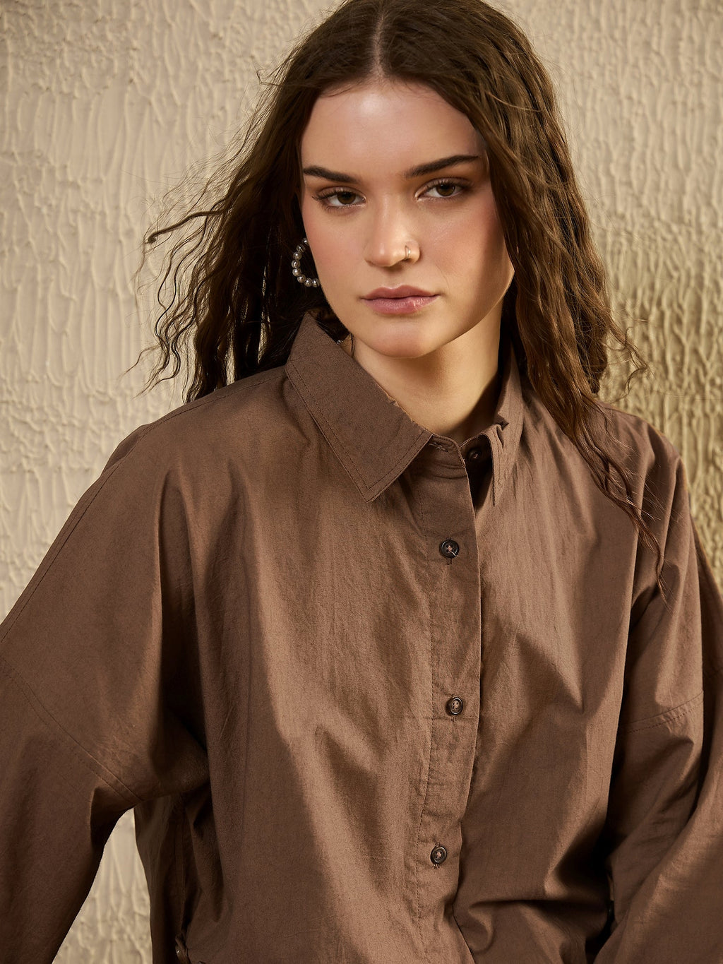 Brown Solid Top For Women