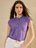 Purple Solid Shirt Top