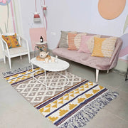 Hand-weaved 100% Cotton woven Multi-color Rug - SanskrutiHomes 