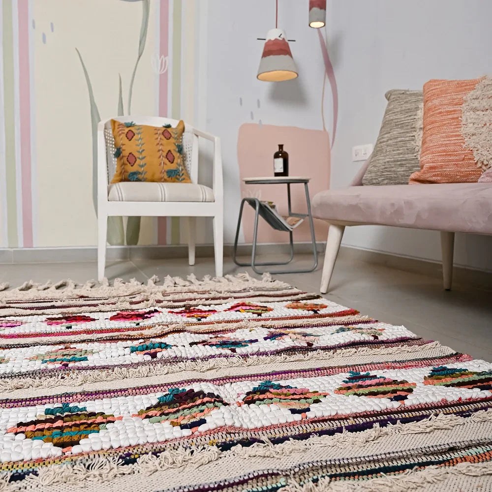 Hand-weaved 100% Multi-color Rug - SanskrutiHomes 