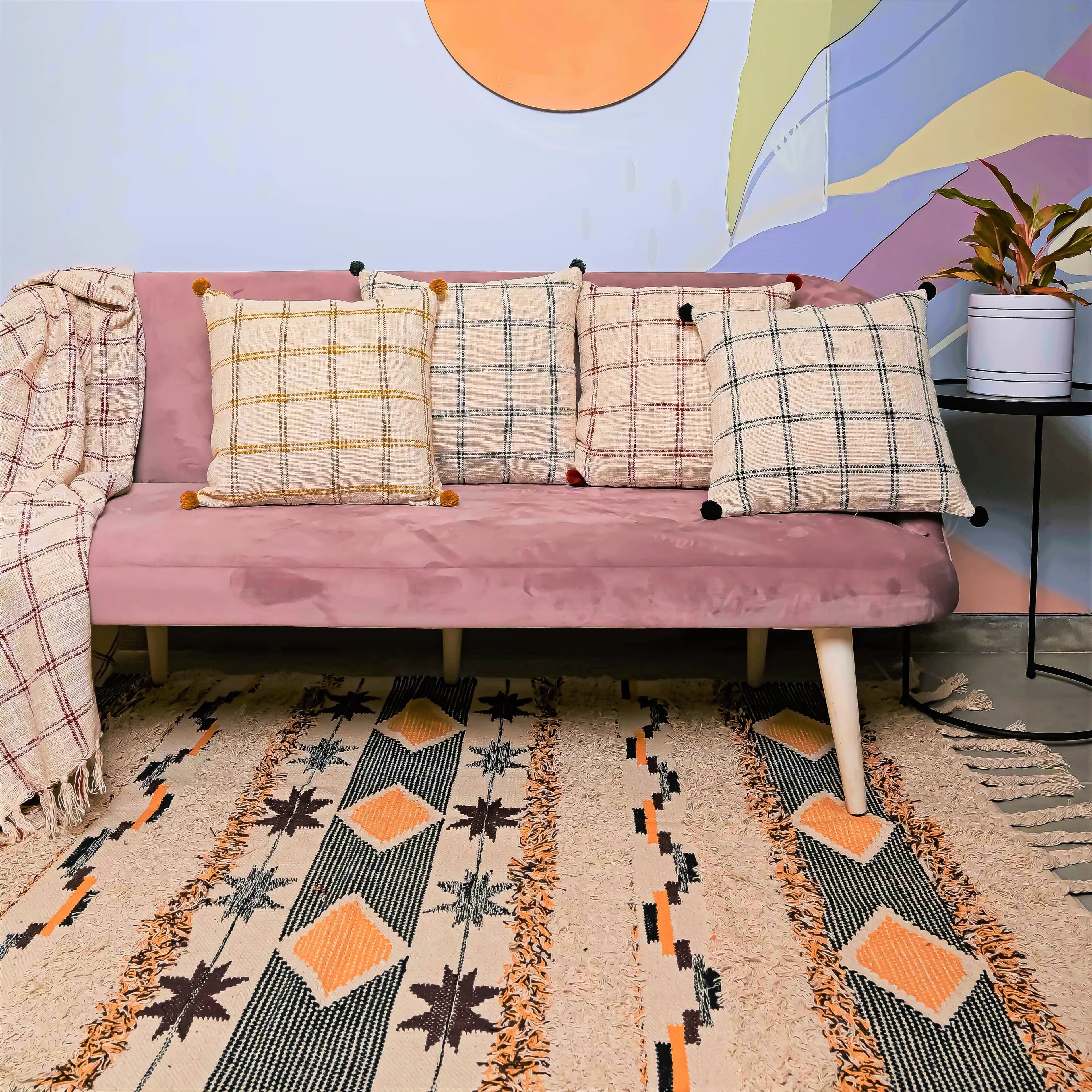 Set of 4 Hand-weaved Cushion Covers - SanskrutiHomes 