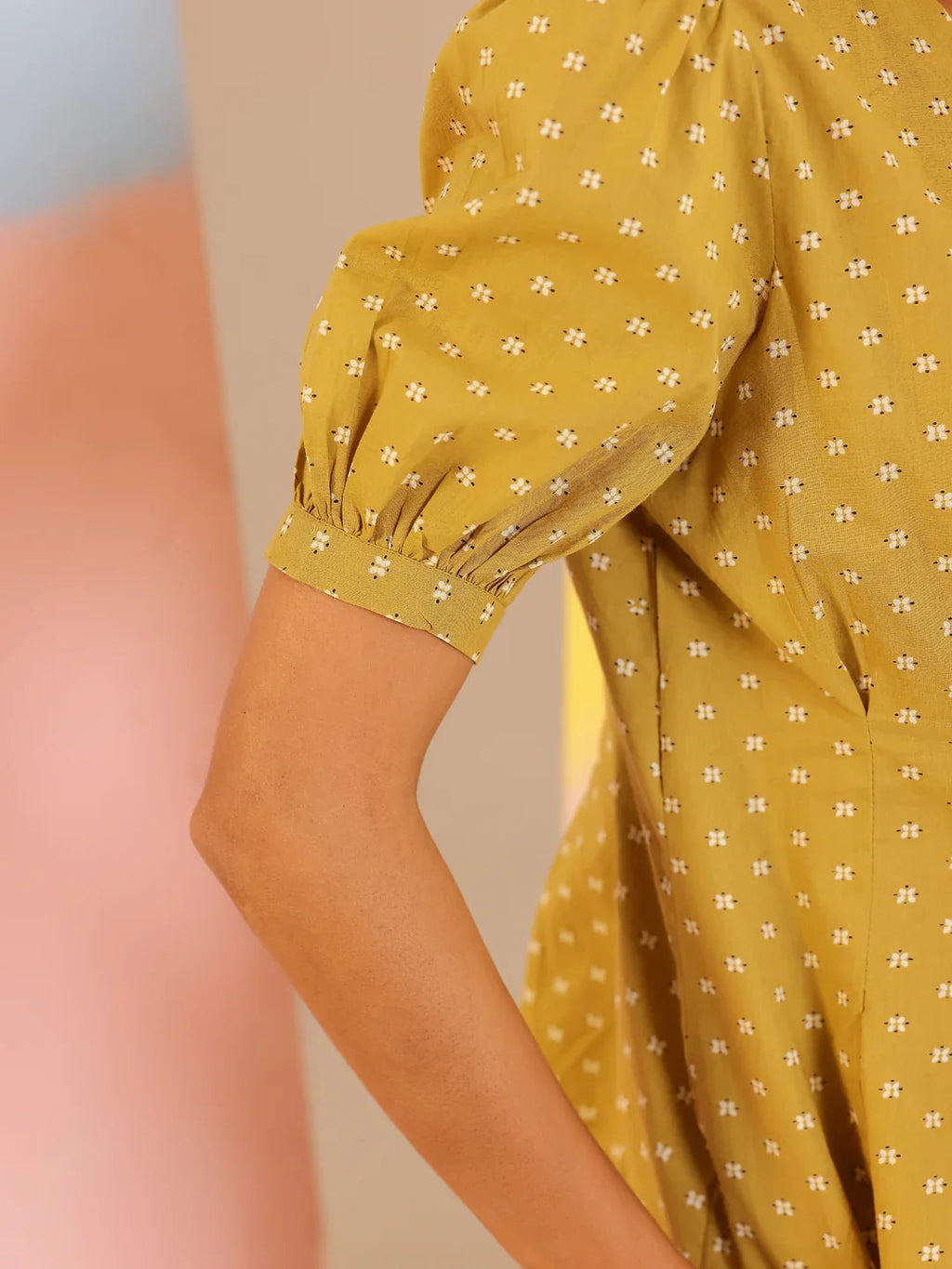 White Mandarin Collar Pure Cotton Printed Co-ords Set for Women - SanskrutiHomes 