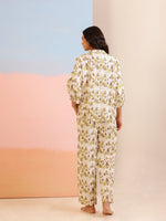 Cream Color Tropical Printed Pure Cotton Night Suit - SanskrutiHomes 