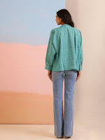 Blue Strips Printed Shirt for Women - SanskrutiHomes 
