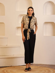 Black Viscose Rayon Round Neck Jump Suit for Women - SanskrutiHomes 