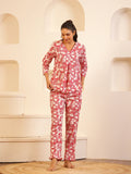 Pink Color Floral Printed Pure Cotton Night Suit - SanskrutiHomes 