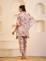 Off White Color Floral Printed Pure Cotton Night Suit - SanskrutiHomes 
