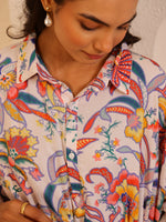 Off White Color Floral Printed Pure Cotton Night Suit - SanskrutiHomes 