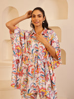 Off White Color Floral Printed Pure Cotton Night Suit - SanskrutiHomes 