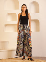 Black Color Cotton Printed pant for women - SanskrutiHomes 