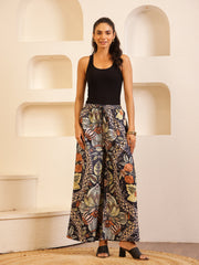 Black Color Cotton Printed pant for women - SanskrutiHomes 