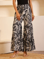 Black Color Viscose Rayon Printed pant for women - SanskrutiHomes 