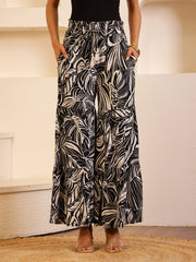 Black Color Viscose Rayon Printed pant for women - SanskrutiHomes 