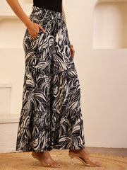 Black Color Viscose Rayon Printed pant for women - SanskrutiHomes 