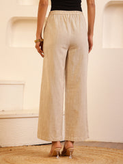 Beige Solid Lounge Pant for Women - SanskrutiHomes 