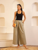 Grey Cotton Solid Lounge Pants for Women - SanskrutiHomes 