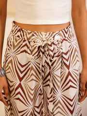 White Color Cotton Printed pant for women - SanskrutiHomes 