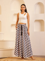 White Color Viscose Rayon Printed pant for women - SanskrutiHomes 
