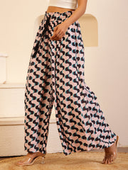 White Color Viscose Rayon Printed pant for women - SanskrutiHomes 