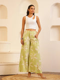 Green Floral Printed Lounge Pant for Women - SanskrutiHomes 