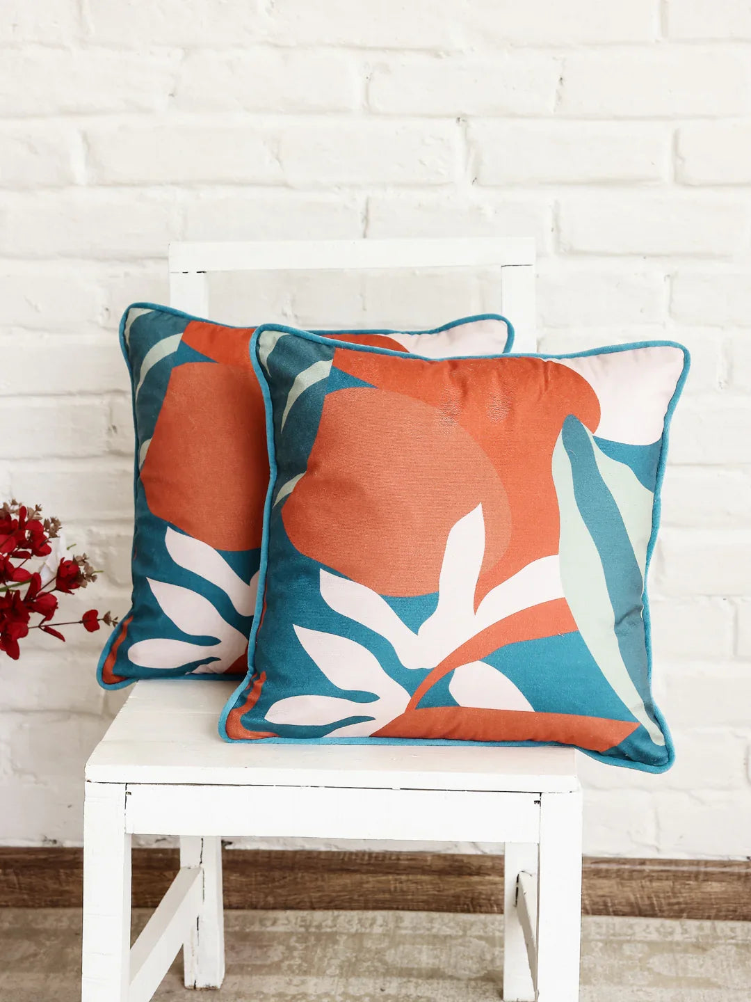 Velvet Floral Design Printed Cushion Cover - SanskrutiHomes 