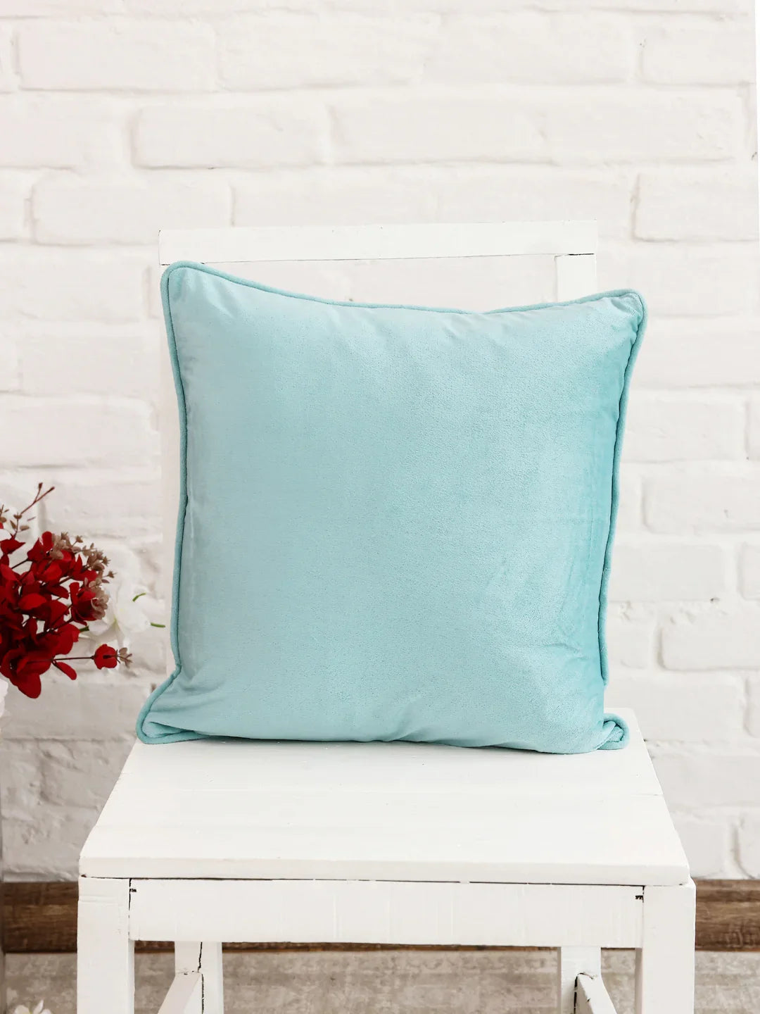 Sky Blue Solid Print Cushion Cover - SanskrutiHomes 