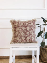 Beige Color Floral Printed Cushion Cover - SanskrutiHomes 