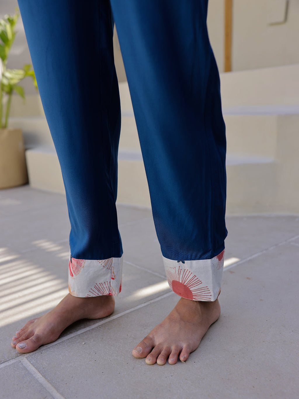 Blue Solid Night Suit Set - SanskrutiHomes 