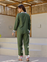 Green Solid Night Wear Set - SanskrutiHomes 